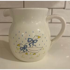 Vintage Anchor Hocking Farm Country Blue Ribbon Geese Pitcher